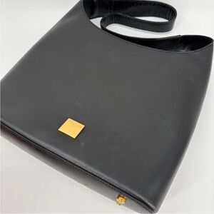 Celine Black Shoulder Bag with Gold Detail